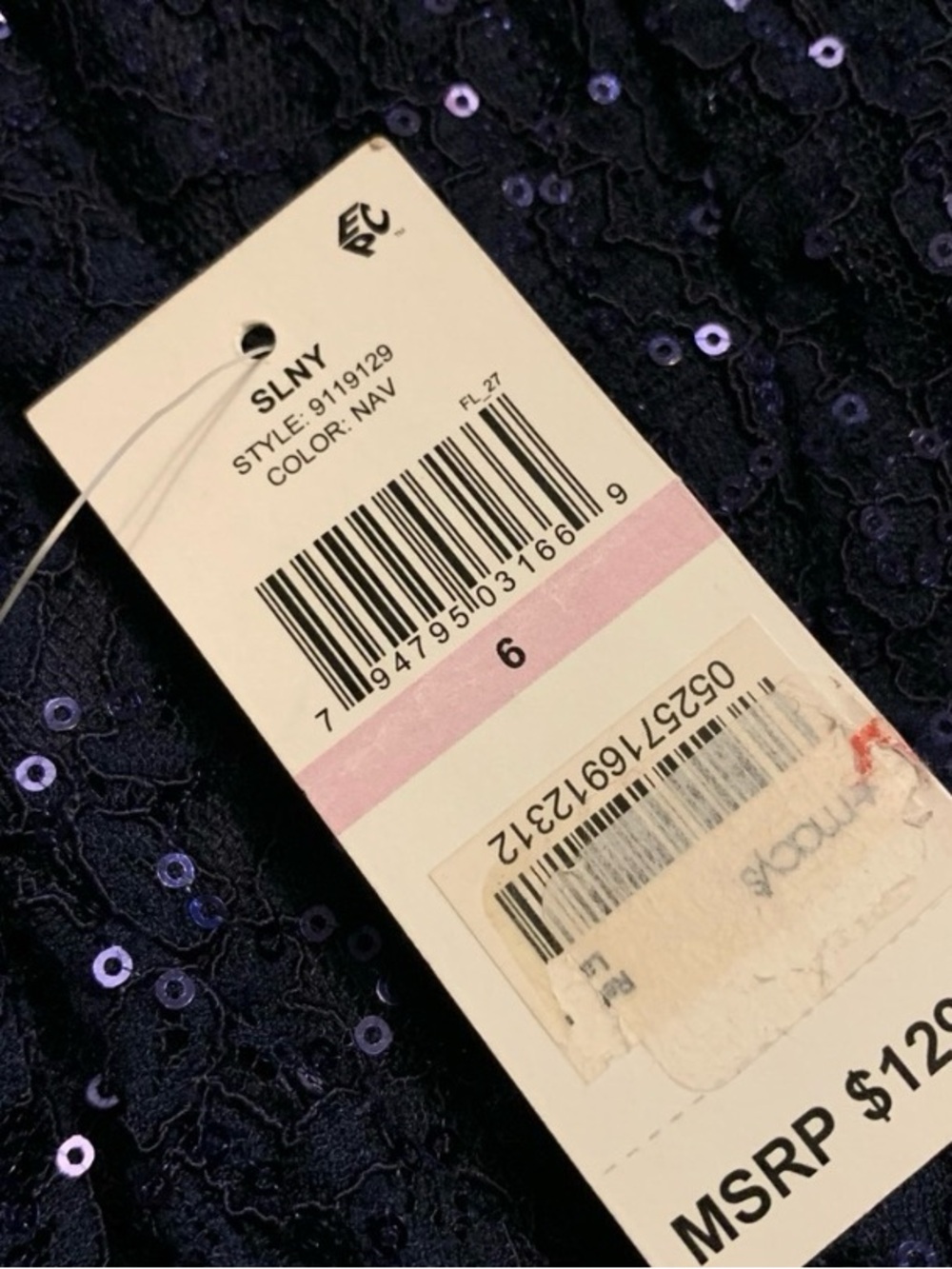 Classic Navy Lace A-Line Dress - Women's Evening Dress - Picture 15 of 15